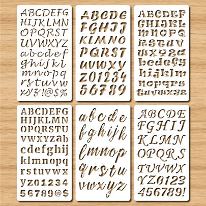 6pcs Letter Stencils For Painting, 4 X 7 Inch Various Numbers And Font Stencil For Craft Reusable, Plastic Alphabet Drawing Templates Perfect For Journal Notebook, Diary, Scrapbook Decor DIY Supplies