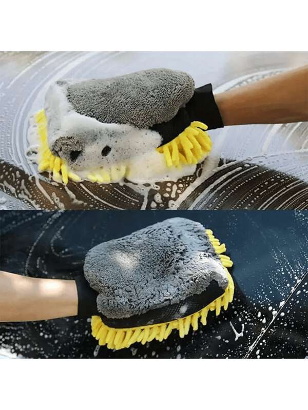 Chenille Car Wash Gloves, High-Quality Anti-Scratch Microfiber, Thickened Cleaning Gloves, Car Waxing Brush