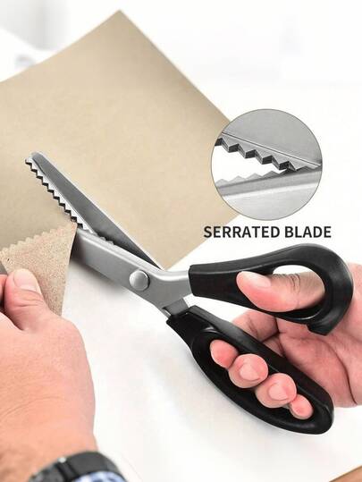 1pc High-Carbon Stainless Steel Serrated Scissors - Ideal For DIY Crafts, Lace, Cutting, Sewing And Trimming, Can Cut Fabric Into Triangles And Scrapbook Edges, Rounded Wavy Blades - Sturdy And Sharp, Lace Craft Tool | Suitable For School Supplies, Back To School Season