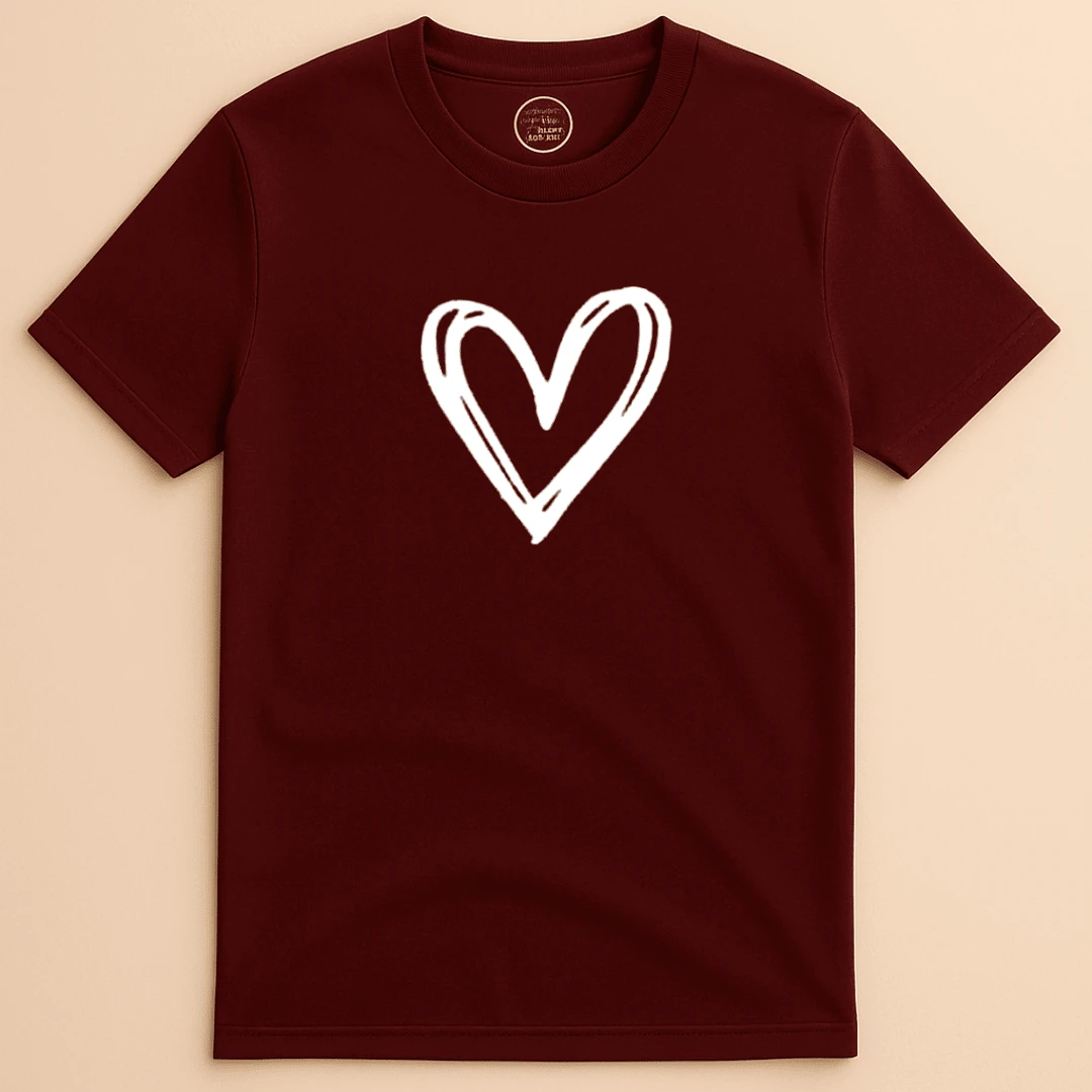 Unisex Kids Youth T-Shirt Heart Love Love Big Fashion Love - 酒紅色 - 查看 1