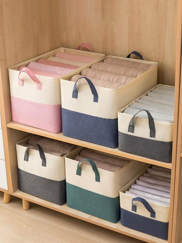 1pc Extra Large Dual-Compartment Fabric Organizer Box - Foldable, Durable Steel Frame Wardrobe Drawer Unit For Storing Seasonal Clothes, Jeans, Blankets, Sweaters, Dresses. Suitable For Bedroom, Dorm, And Travel, Space-Saving Storage Solution