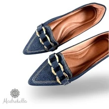 Women's Pointed Toe Talita Jeans Elegant Business Office Buckle Flats - Jeans - 查看 5