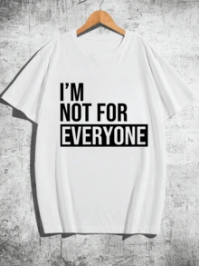 220 Grams Round Neck Short Sleeve Men's T-Shirt, Creative Printing Pattern, Simple Design, Knitting Process, Soft And Comfortable, Suitable For Campus Wear, Party Gathering, Daily Wear, A Good Choice For Family And Friends - 白色 - 查看 2