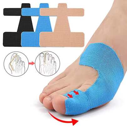 8 Piezas Vendas elásticas Banda correctora de dedos Separador de dedos transpirable Ortesis autoadhesiva correctora de Hallux Valgus para hombres y mujeres