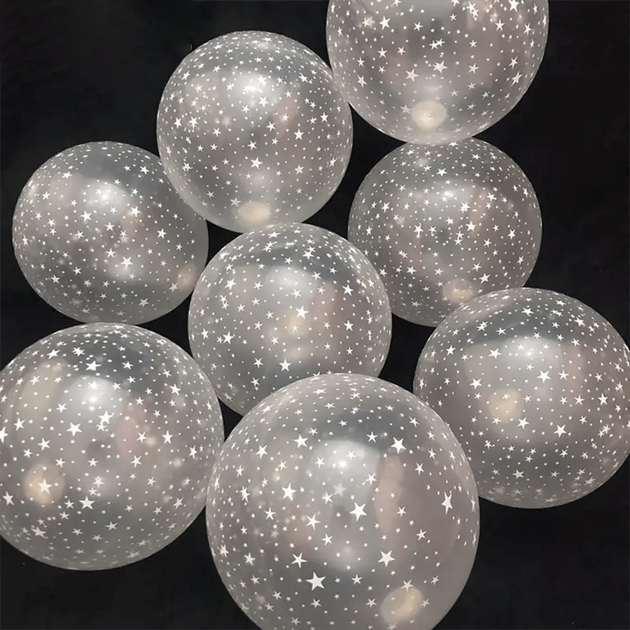 10 pièces Ballons transparents étoilés, 12 pouces Conception d'étoiles blanches scintillantes pour mariages, anniversaires, remises de diplômes et décorations de photomaton, toile de fond de photomaton, ballons de mariage, ballons de fête de qualité