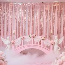 4 Packs Foil Curtain Backdrop Silver Metallic Tinsel Foil Fringe Curtains Photo Booth Props For Birthday Wedding Engagement Baby Shower Bachelorette Christmas Holiday Celebration Party Decorations - Light Blue - View 4