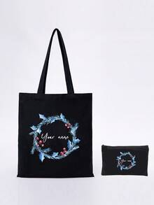 定制照片,DIY,生日礼物,情人节,送女朋友,男朋友,小孩,母亲节,父亲节,万圣节,圣诞节,女士单肩包,女士手提包,适合旅行,适合逛街,大容量,可折叠包,轻便,时尚,简约,百搭,适合派对,组合,包包 - 黑色 - 查看 3