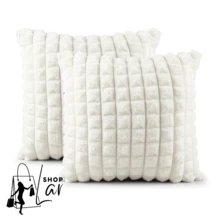 Kit Of 6 Decorative Soft Plush Velvety Cushion Covers With Zipper 44x44cm - WHITE - View 8