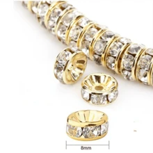 100 颗圆形间隔珠镀银捷克水晶水钻用于珠宝散珠手链 - 銀色 - 查看 18