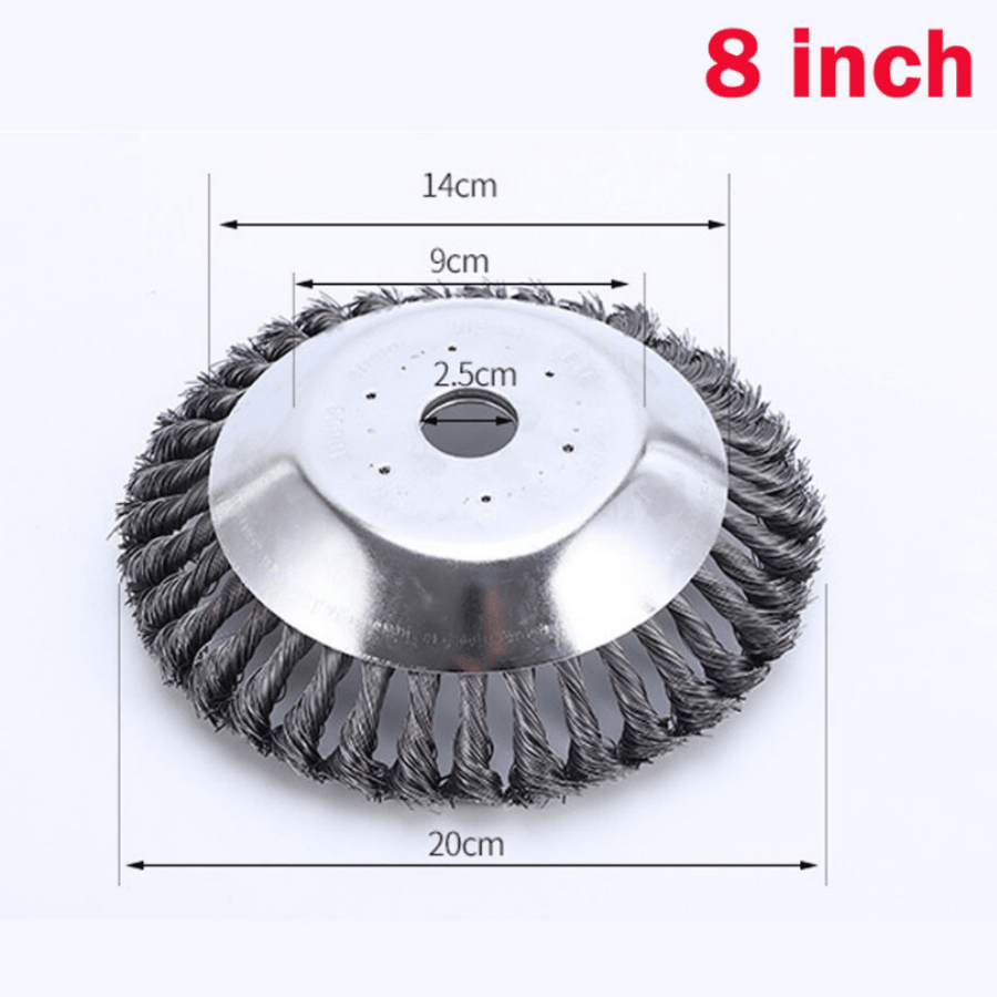 6/8/10in Grass Strimmer Head Trimmer Brush STEEL Wire Wheel Garden 2025 New
