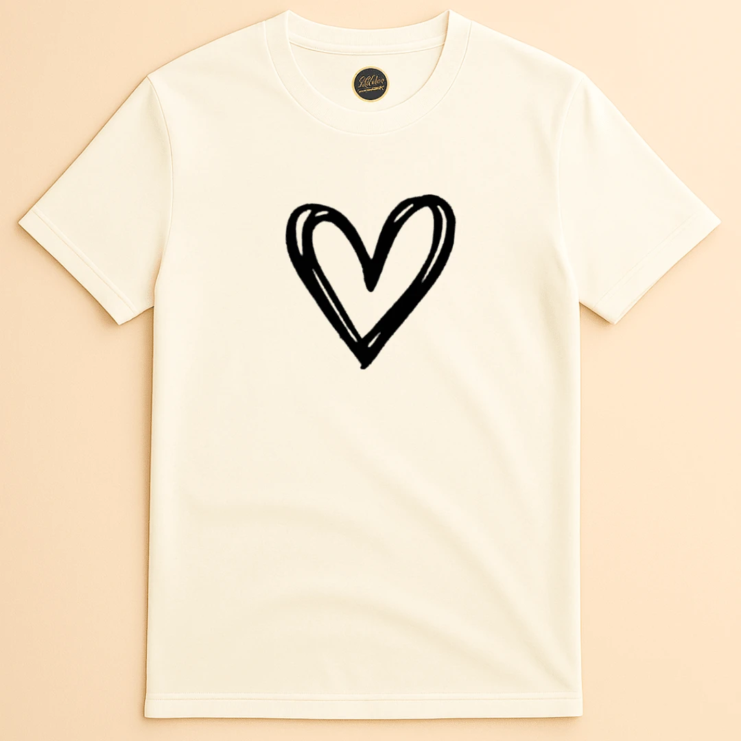 Camiseta Infantil Juvenil Unissex Coração Amor Love Grande Moda Amor - Creme - Visão 1