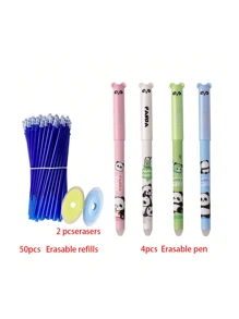 4 Stücke/Set Kawaii Schwein Bär Katze Maus löschbare Gelschreiber Schulmaterial Bürogeschenke 0,35mm blau schwarze Tinte Schulanfang