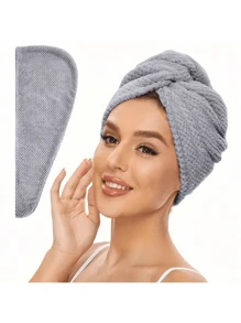 1pc Coral Fleece Super Soft Fiber Hair Towel Wrap For Women, Anti-Frizz With Elastic Strap, Quick Drying For Wet, Long, Curly Hair, Ideal For School, Travel, Home Use - Multicolor - View 7