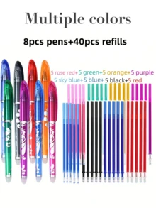 4/8 Confezioni, Penna gel cancellabile semplice, Forniture per ufficio e scuola, Regali di cancelleria, 0,35 mm, Inchiostro blu-nero, Inizio della stagione scolastica