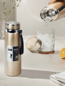 1升/33.81盎司保温水瓶，保温/保冷，适用于水、茶、咖啡，真空不锈钢材质，也可作水杯使用，开学季必备