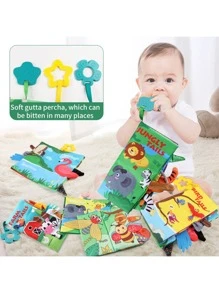 Libro de tela masticable con cola para bebé, juguete de dentición para educación temprana