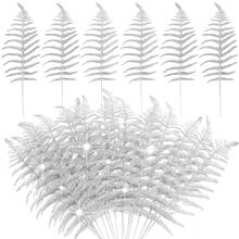 1/4/8PCS Sparkling Glitter Artificial 41cm Plants With Leaf,Fake ,Christmas Tree Decorations And Ornaments For Festival Wedding Party Home Indoor Dining Table, Room,Bedroom Decoration, Gift, Wreath, Rattan Diy Decoration Accessories,Christmas Tree And Christmas Plant Decor Home Decor Christmas Decorations