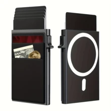 OBCREATOR 男士 RFID 屏蔽磁卡夹 - 单视图钱包，黑色金属设计，适用于 ，适合节日和日常使用，钱包卡夹，现代配饰，耐用结构，男士礼物，周年纪念礼物，趣味礼物，小礼物，礼物创意，男士生日礼物 - 彩色 - 查看 11