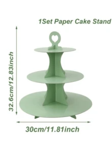 1pc Paper Cake Stand, 3-Tier Dessert Display Stand, Wedding Bridal Party Supplies, Anniversary Birthday Party Cupcake Display Stand, Happy Birthday Party Table Centerpiece Decoration - Multicolor - View 5