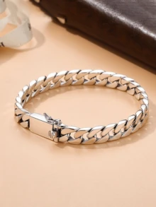 男孩复古经典迈阿密手链 - 复古风格铜扣设计，耐用抛光金属配件，适合日常和派对佩戴，多功能全年装饰