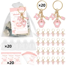 30pcs/10sets 10/20/30 Sets Baby Shower Favors With Design Key Chains With White Organza Bags And Thank You Tags Boys And Girls Baby Shower Party Favor Holiday Essentials Suitable For Shower Party Favors Birthdays And Event Decorations