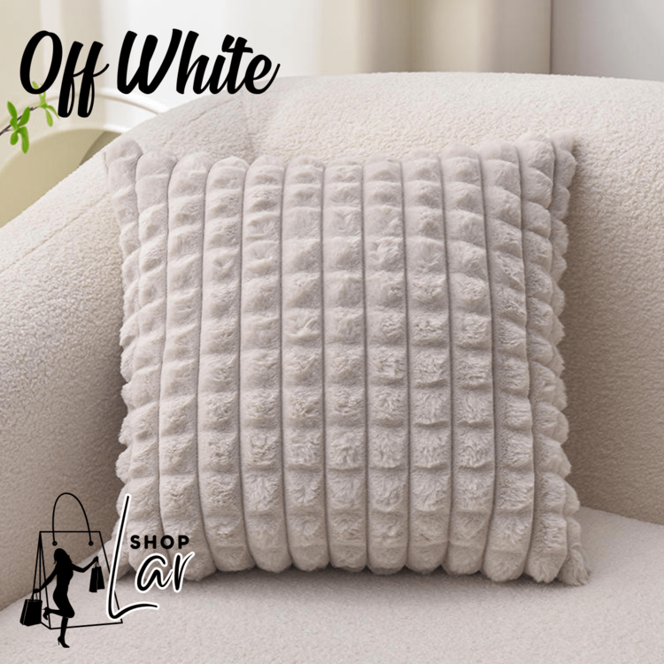Kit Of 6 Decorative Soft Plush Velvety Cushion Covers With Zipper 44x44cm - OF-wHITE - View 7