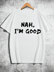 220 Grams Round Neck Short Sleeve Men's T-Shirt, Creative Printing Pattern, Simple Design, Knitting Process, Soft And Comfortable, Suitable For Campus Wear, Party Gathering, Daily Wear, A Good Choice For Family And Friends - White - View 2