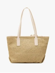 1件夏季草编包/大容量手工编织草编包/手提包女士度假沙滩包/日常通勤/出差/运动/健身/海滩/登机/购物