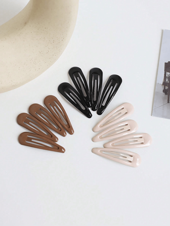 12pcs Simple Glossy Resin BB Hair Clips, Cute Side Bangs Hairpins Claw Clips Hair Claws Hair Barrettes, School Stuff, Hair Accessories