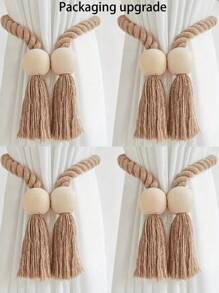 1/2/4/8 szt. Magnetyczne uchwyty do zasłon okiennych, proste drewniane klamry z frędzlami, odpowiednie do sypialni, salonu, kuchni i dekoracji domu