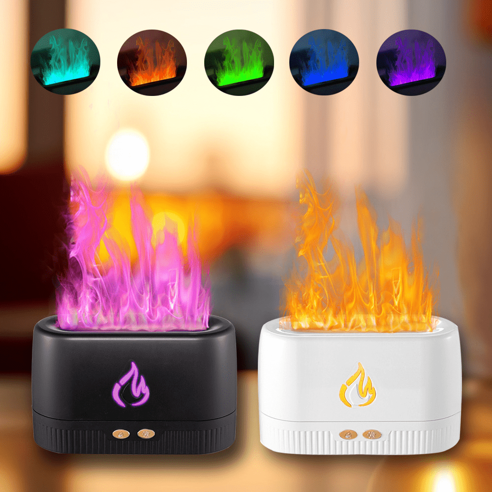 Umidificador difusor de aroma de chamas de 7 cores sem óleo essencial, máquina de aromaterapia, alimentado por USB, umidificador de névoa de fogo de mesa para quarto, sala de estar, luz ambiente decorativa de aroma para presente de aniversário e feriado para amigos