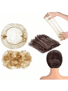 60件套隐形弹力发网及发夹套装，适用于芭蕾舞者制作发髻，以及其他发饰