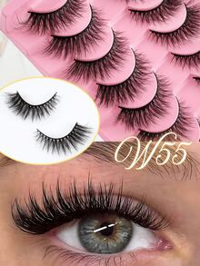 10 pares de cílios postiços de vison luxuosos e altamente avaliados - Cílios postiços Dramatic Stage, volumosos e com aparência natural, cílios extra grossos com curvatura em C de 0,07 mm, cílios estilo olho de gato 3D feitos à mão de 7 a 16 mm, efeito de volume dramático, fáceis de usar, adequados para iniciantes, maquiagem indispensável para presente de Halloween, Natal e Ano Novo. Cílios postiços, cílios, cílios postiços - Cílios naturais - Ver 3