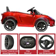 Joykoo MONTABLE ELÉCTRICO DEPORTIVO CON LUCES LED Este Montable Electrico para Niños Carro Deportivo Bluetooth Luz Led Control Remoto 12v divertido interiores exteriores niños - Rojo - Ver 4