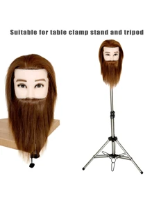 1 件 100% 真人头发模特头男士理发师练习美容造型培训模特头带真人头发 - 棕色 - 查看 5