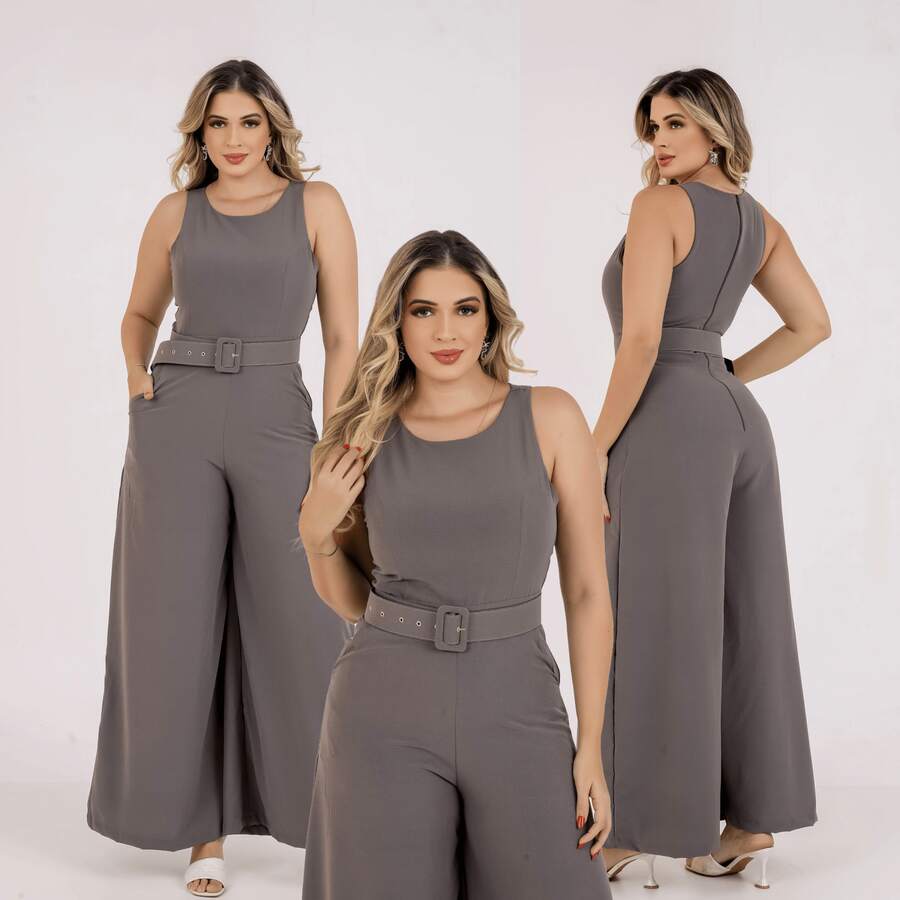 Maby Fashion Plus Size Women's Long Social Party Pantalona Jumpsuit - 深灰色 - 查看 1