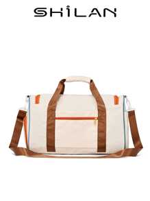 SHILAN A Set Of Fashionable And Casual Campus Style Travel Luggage, Lightweight, Foldable, Large Capacity, Front Multi Pocket Design With Contrasting Colors, And Equipped With Dry Wet Separation Straps And Item Straps. It Can Be Carried On One Shoulder Or Cross Body, And Can Also Be Equipped With A Portable Suitcase For Use. More Suitable For Students Facing The Start Of School.