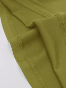 Elegant Black Fish-Tail Skirt Features A High-Waisted Design With Ruffled Edges At The Hem. It Is Machine-Washable And Is Perfect For Autumn Events - Mustard Green - View 6