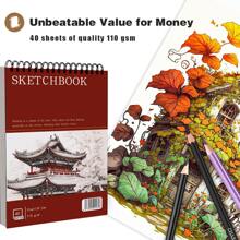 1 قطعة دفتر رسم ملزم حلزونيًا 60 ورقة 8.3" * 11.7"، ورق خالي من الحمض لرسم وتلوين الفن، مثالي للمبتدئين والفنانين، ورق قوي 100جم/110جم للإبداعات السلسة، هدية عيد الميلاد/رأس السنة/عيد الفصح للفنان المبتدئ البالغ