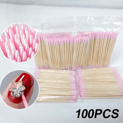 Około 100 szt./opakowanie dwugłowicowego drewnianego patyczka do ścierania lakieru do paznokci, mała końcówka dwugłowicowa do tatuażu brwi, narzędzia do makijażu, 1/2/3/4/5/6 opakowań, metoda pakowania, artykuły do paznokci, narzędzia do paznokci, narzędzia do zdobienia paznokci, powrót do szkoły, paznokcie, narzędzia do paznokci do naklejania na paznokcie