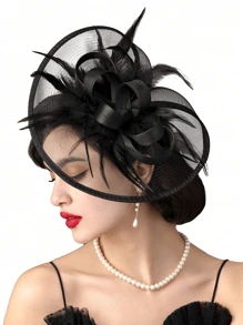 1 Stück Faszinierende Damenhüte für Teegesellschaft, Kentucky Derby Hut der 1950er Jahre mit Federclip, Braut-Hochzeitsparty Vogelkäfig-Schleier Kopfschmuck, Blumen 1920er Jahre Pferderennen Kopfschmuck, Vintage Hut der 50er Jahre, Kostümhut der 1940er Jahre, Pillbox Hut, Damenaccessoires, Mädchen Geburtstag, Muttertag, Halloween, Weihnachtsgeschenk, Schwarz, Rot, Rosa, Dunkelviolett, Mini Hüte, Mini Fascinator, Mini Kappe, Mini Zylinder, Haaraccessoires
