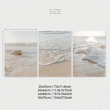 3 Stücke Boho-Stil neutrale Farbe Strand- und Küstenlandschaft Leinwanddrucke, Ozean Poster, moderne Kunst, Sonnenuntergang Strand Drucke, Natur Szenerie Wanddekoration, Heimdekoration, Schlafzimmer Wohnzimmer Flur, Wandkunst - Beige - Übersicht 4