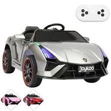 Joykoo Montable eléctrico para niños carro deportivo bluetooth luz LED control remoto 12v vehículo juguete infantil recargable auto moderno de aprendizaje - Gris - Ver 1