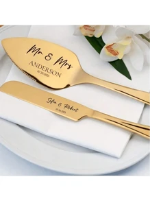 1/2pcs Piece Custom Iron Handle Wedding Cake Cutting Set, Personalized Stainless Steel Cake Knife, Custom Bread Knife, Dessert Cutting Service Set, Wedding Gifts, Anniversary, Birthday, Party, Commemorative Gifts