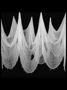 1pc Black Linen Sheer Curtain, Classic Polyester Lace Fabric, Seasonal Horror Theme Decor, Suitable For Home Party Decoration - Multicolor - View 2