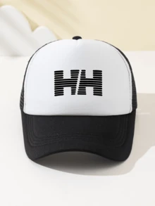 1 件女式 HH 字母印花网眼棒球帽，透气户外运动度假露营钓鱼卡车司机帽，时尚百搭可调节礼物，节日礼物 - A - 查看 10