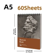 1 قطعة دفتر رسم ملزم حلزونيًا 60 ورقة 8.3" * 11.7"، ورق خالي من الحمض لرسم وتلوين الفن، مثالي للمبتدئين والفنانين، ورق قوي 100جم/110جم للإبداعات السلسة، هدية عيد الميلاد/رأس السنة/عيد الفصح للفنان المبتدئ البالغ