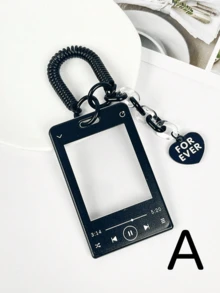 1pc Acrylic Creative Card Holder, Photo ID Badge Protection Case With Double Loop Retractable Lanyard Acrylic Pendant,School Supplies,Back To School - Multicolor - View 3