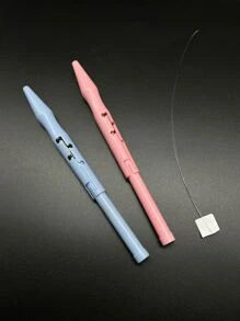 Adjustable Embroidery Awl - Pink & Blue, Easy To Use, Durable Plastic Craft Tool For Creating Intricate Patterns - Multicolor - View 1