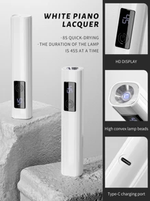 XEIJAYI 1 pieza Lámpara UV LED blanca recargable mini con soporte para secado rápido de uñas de gel, máquina de manicura, luz de secado de esmalte de uñas de gel UV LED, herramientas de manicura, equipo de salón recargable